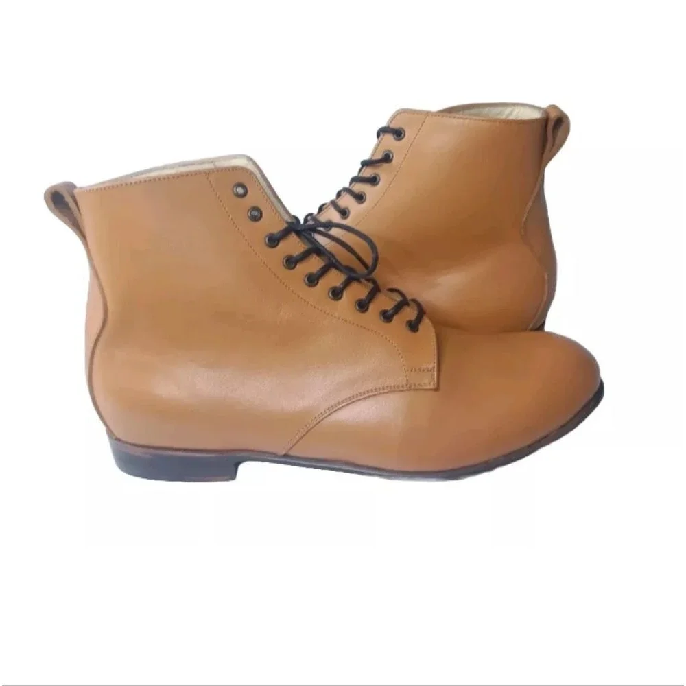 Javier Handmade Leather Boots Men's Size 11 Medium Plain Toe British Tan